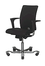 Bürostuhl Hag H04 Modell 4400 Das Modell 4400 der Bürostuhl-Serie Hag H04 hat eine mittelhohe Rückenlehne und serienmäßig verstellbare Armlehnen.