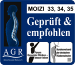 Moizi 33, 34 und 35: Gepr&uuml;ft und empfohlen vom Forum: Gesunder R&uuml;cken - besser leben e.V. und dem Bundesverband der deutschen R&uuml;ckenschulen (BdR) e.V. Weitere Infos bei: AGR e.V., Pf. 103, 27443 Selsingen, Tel. 04284/92 69 990, www.agr-ev.de 