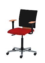 Der Aktivstuhl Moizi 36 mit 3D-Beweglichkeit. Ergonomische Sitzfl&auml;che und R&uuml;ckenlehne wahlweise in Holz oder mit Vollpolsterung. Die Armlehnen sind optionales Zubeh&ouml;r.