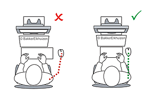 Beim Arbeiten mit einer Tastatur ohne Ziffernblock liegt die Maus näher an der Körpermitte. Der kürzere Armhebel ist physiologisch wesentlich angenehmer und daher empfehlenswert.