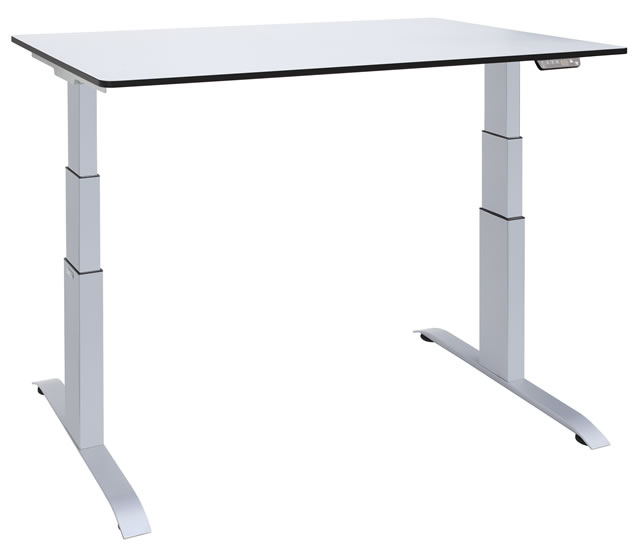 Das höhenverstellbare Tischgestell Ergon Professional hat eine 2-stufige elektrische Höhenverstellung (Höhe ohne Tischplatte 60 - 126 cm) und einen Memory Schalter