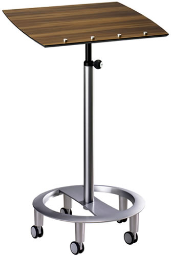 Stehpult Drive von Officeplus mit Gestell silberfarben und Pultplatte in Zwetschge Dekor 