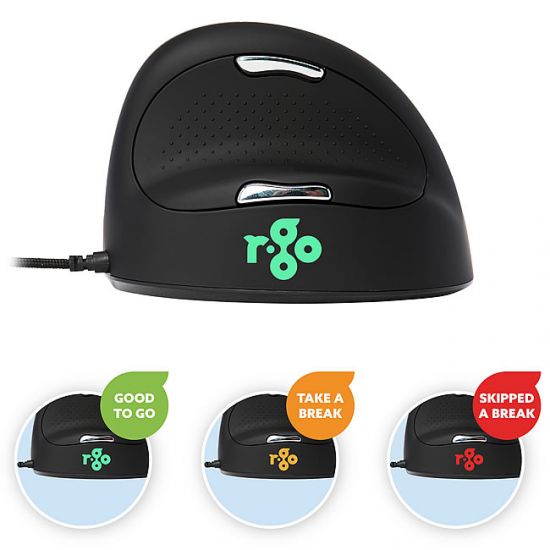Die HE Maus mit Break Software erinnert mittels optischen Signalen in drei Farben daran, wenn eine Pause von der Bildschirmarbeit notwendig wird.
